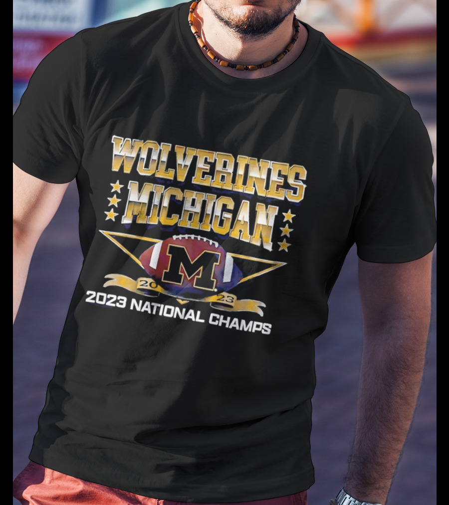 Michigan Wolverines 2023 National Champs Football M T-Shirt