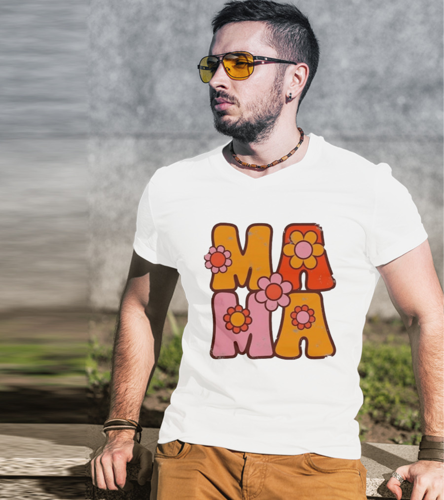 Mama Flower Power Retro Mother's Day Vintage Florals T-Shirt