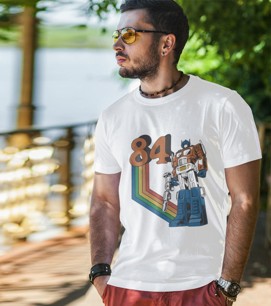 Optimus Prime 84 Retro Transformers Rainbow T-Shirt
