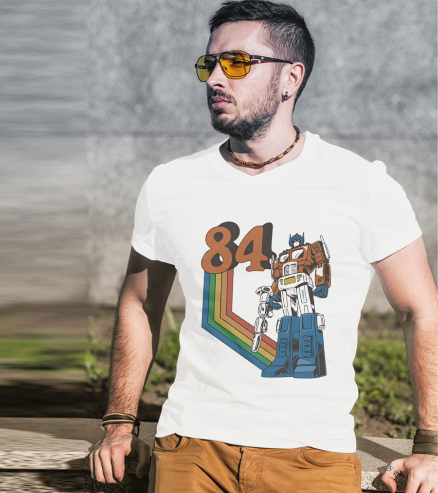 Optimus Prime 84 Retro Transformers Rainbow T-Shirt