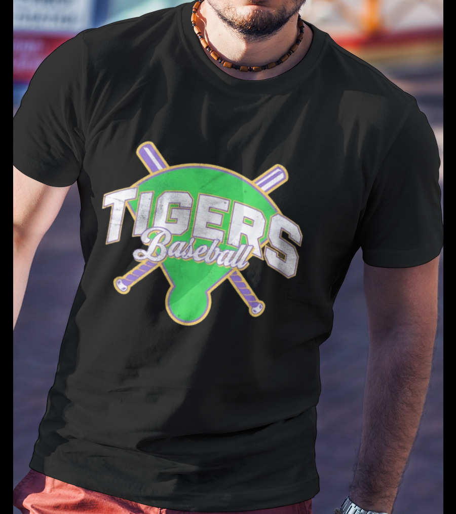 Tigers Baseball LSU Field Crossed Bats T-Shirt