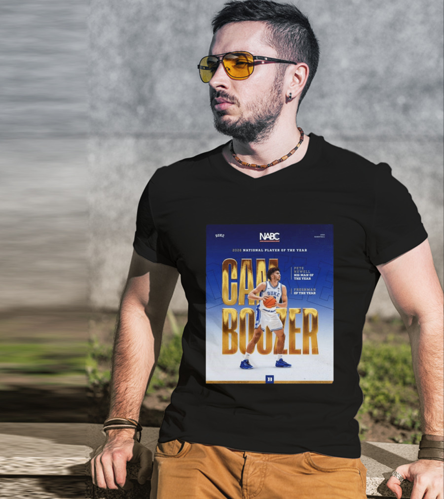 Duke Basketball Cameron Boozer 2026 National Player Pete Newell Big Man Freshman Of The Year T-Shirt