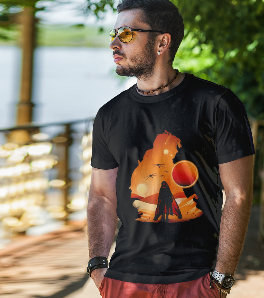 Dune The Final Sand Battle Epic Desert Scene With Hero And Sun T-Shirt