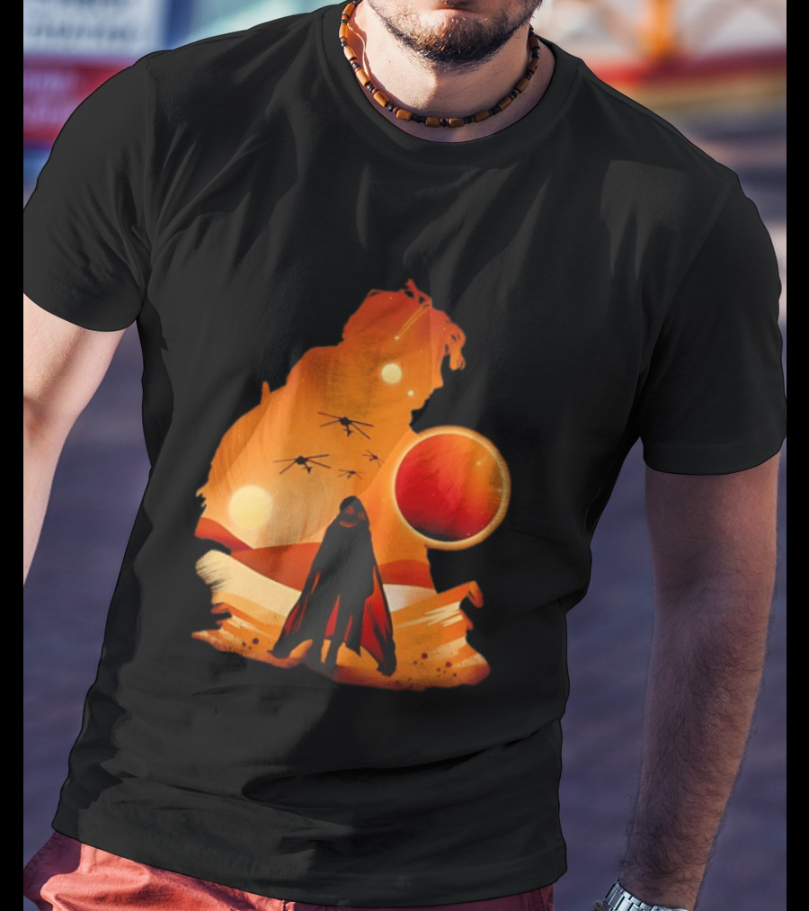 Dune The Final Sand Battle Epic Desert Scene With Hero And Sun T-Shirt