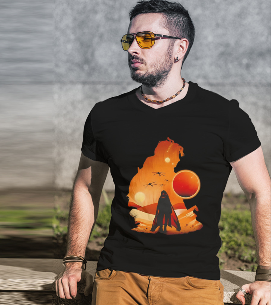 Dune The Final Sand Battle Epic Desert Scene With Hero And Sun T-Shirt