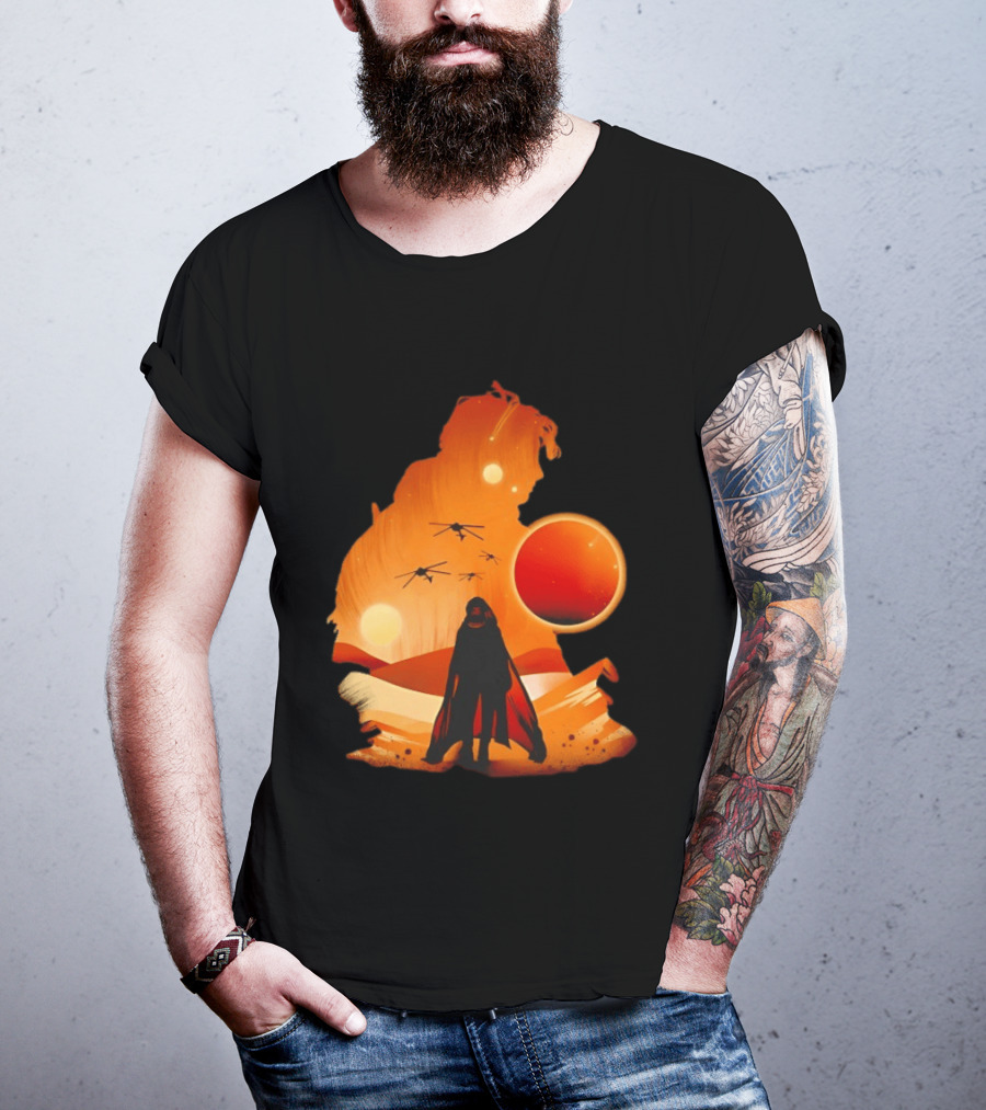 Dune The Final Sand Battle Epic Desert Scene With Hero And Sun T-Shirt