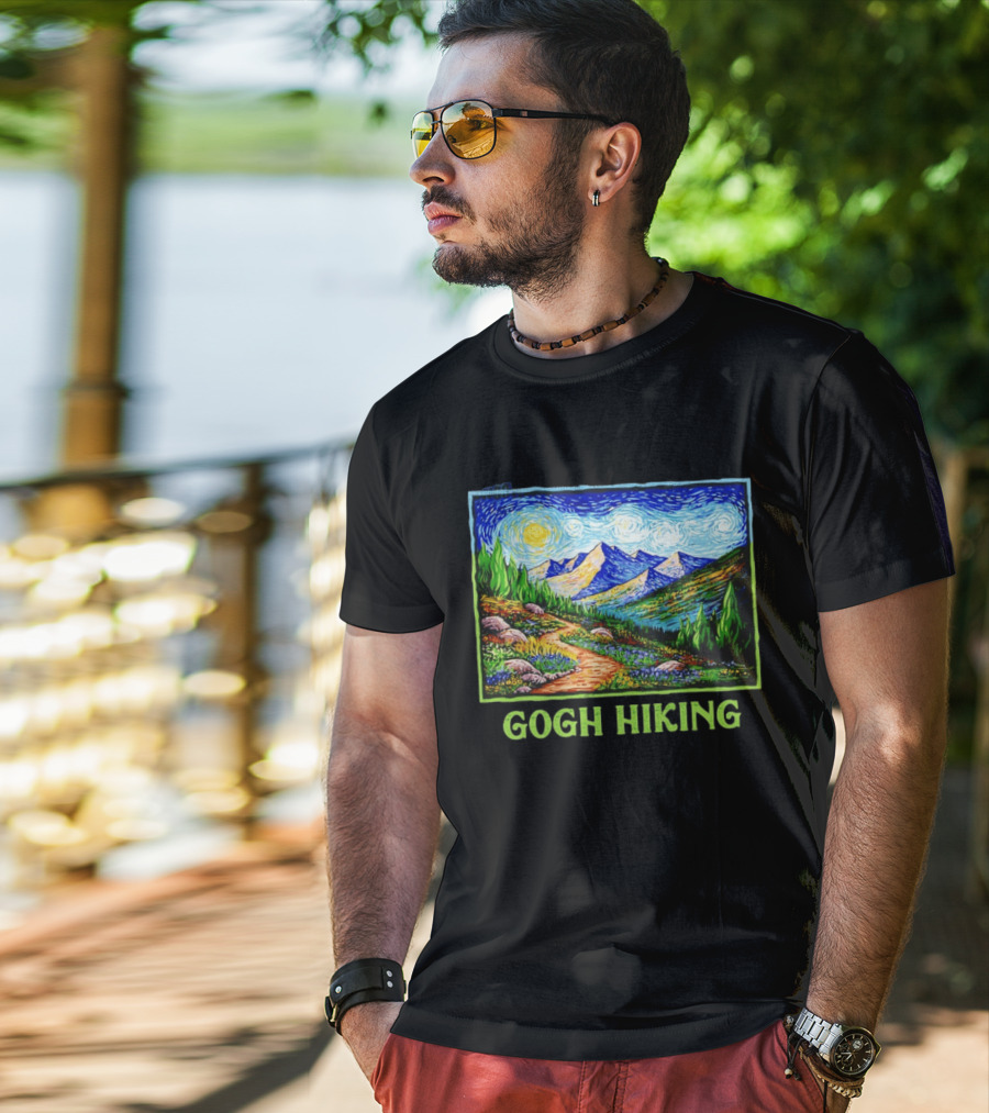 Van Gogh Starry Night Hiking Adventure T-Shirt