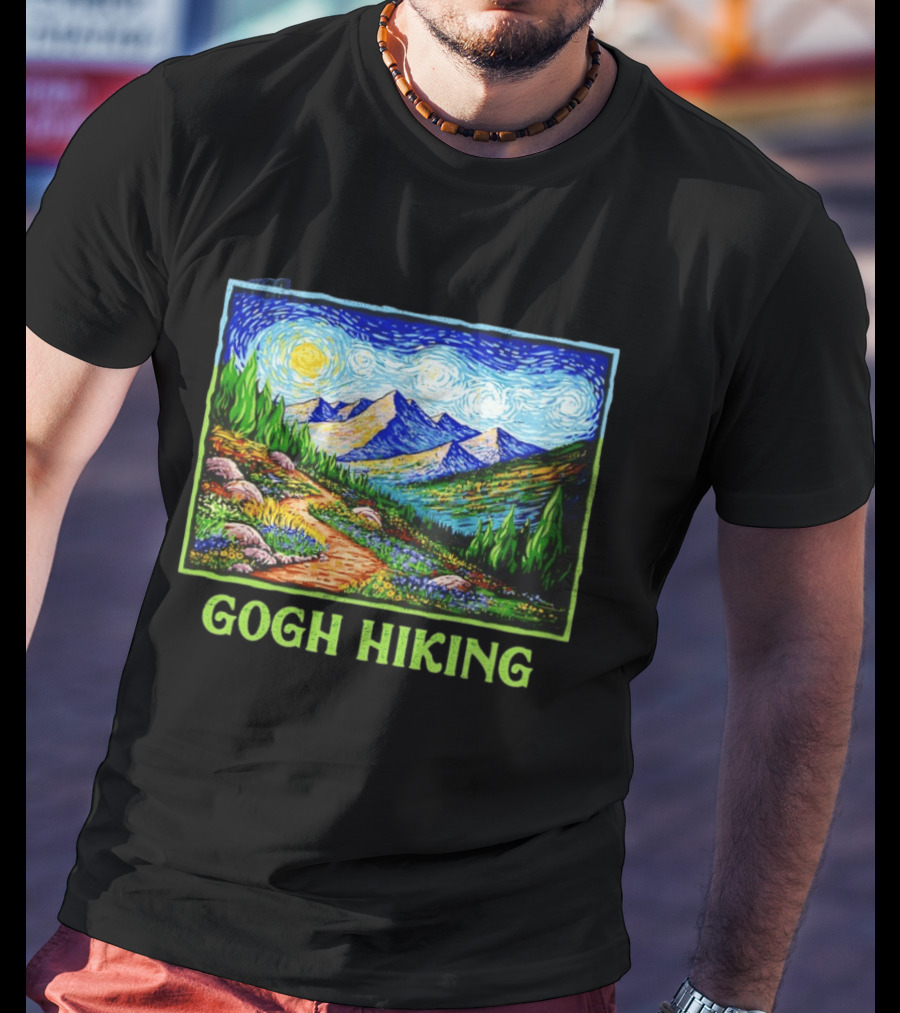 Van Gogh Starry Night Hiking Adventure T-Shirt