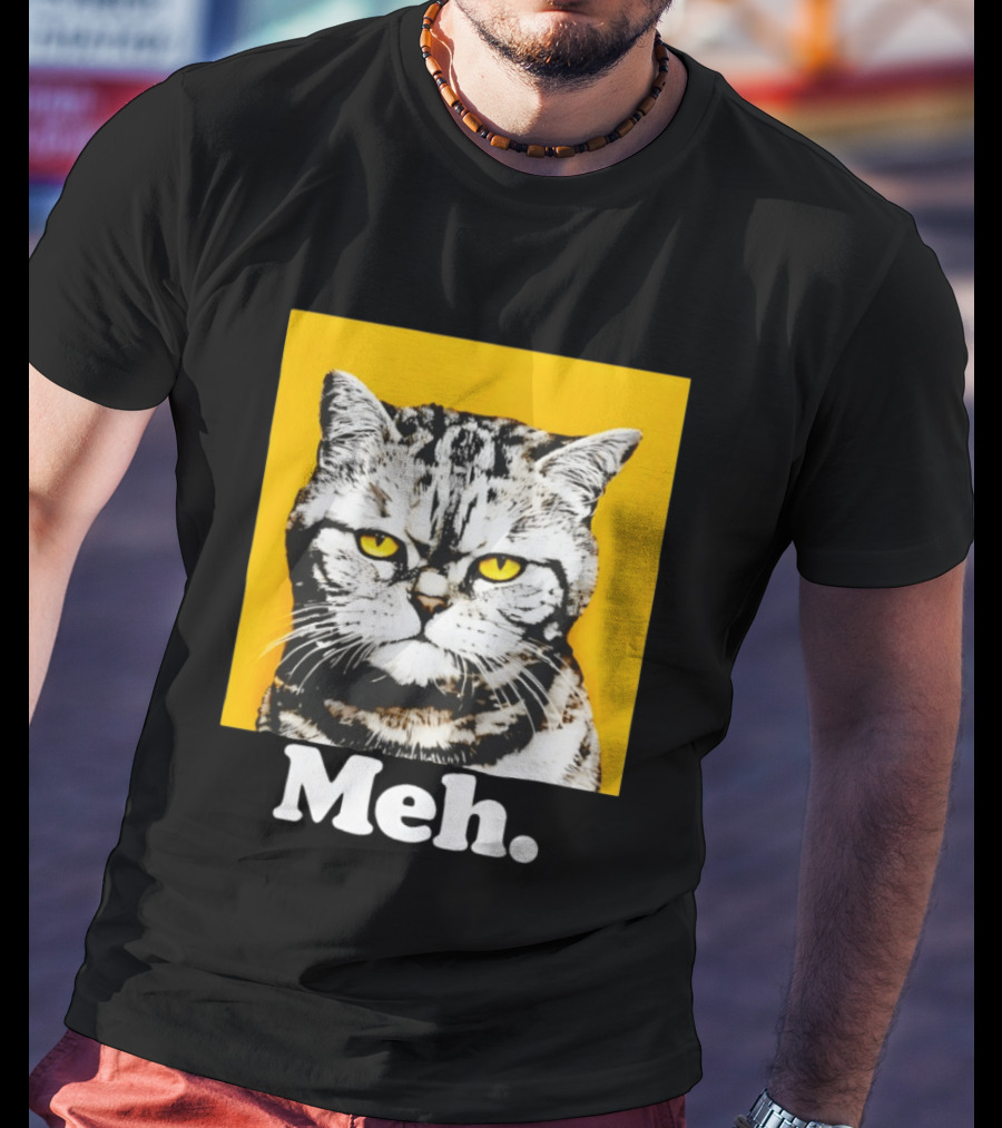 Meh Angry Cat With Yellow Eyes T-Shirt