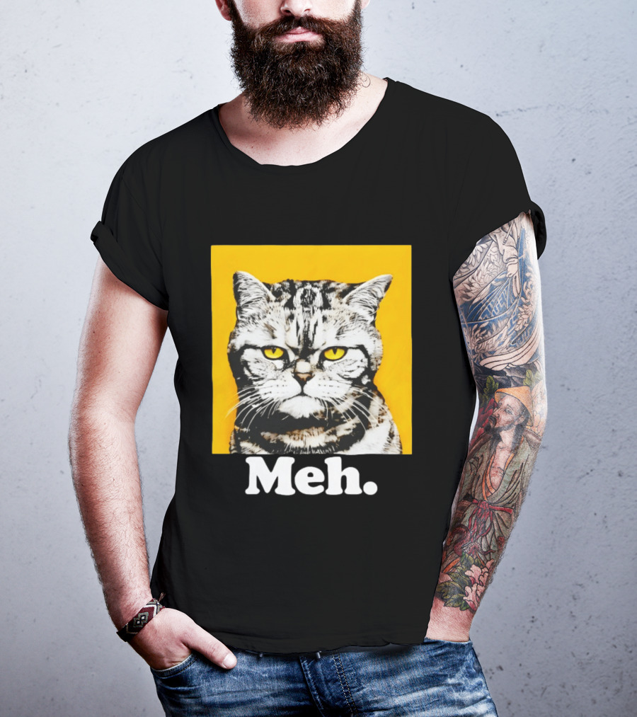 Meh Angry Cat With Yellow Eyes T-Shirt