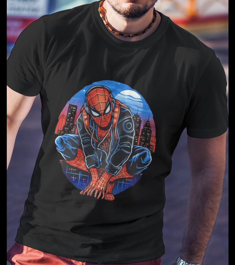 Spider Man Big City Crawler Nighttime Urban Adventure T-Shirt