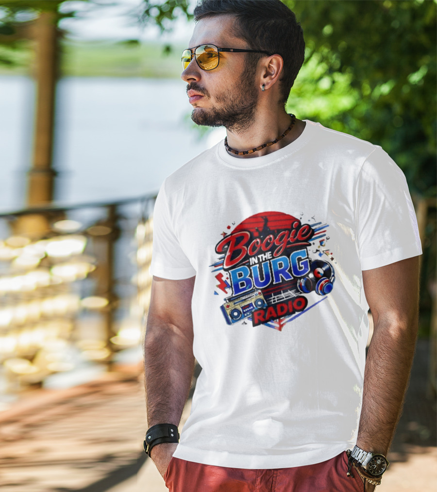 Boogie In The Burg Radio Music Headphones Boombox Dance T-Shirt