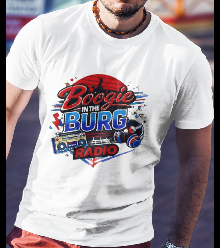 Boogie In The Burg Radio Music Headphones Boombox Dance T-Shirt