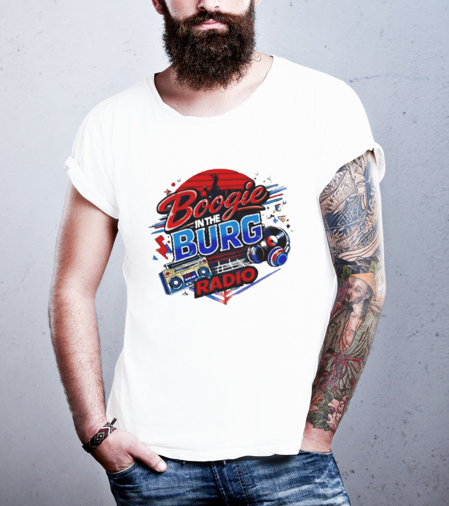 Boogie In The Burg Radio Music Headphones Boombox Dance T-Shirt