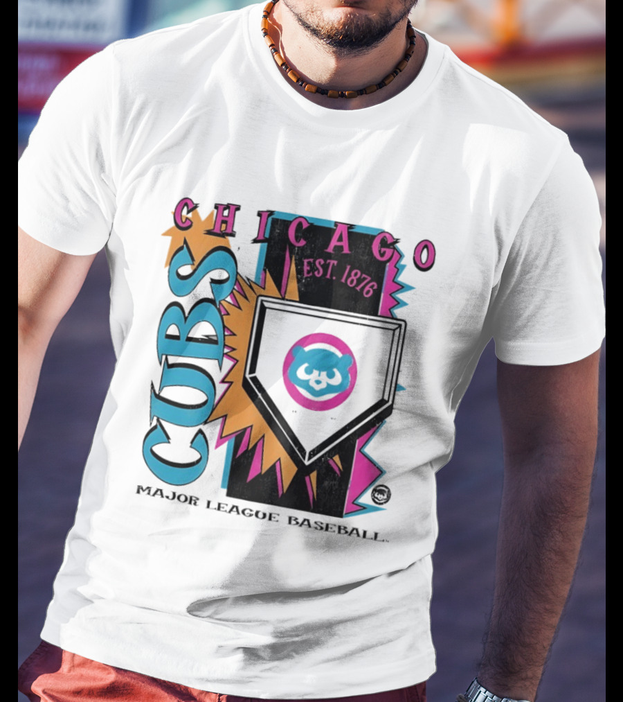 Chicago Cubs Major League Baseball Cooperstown Neon Field Est 1876 T-Shirt