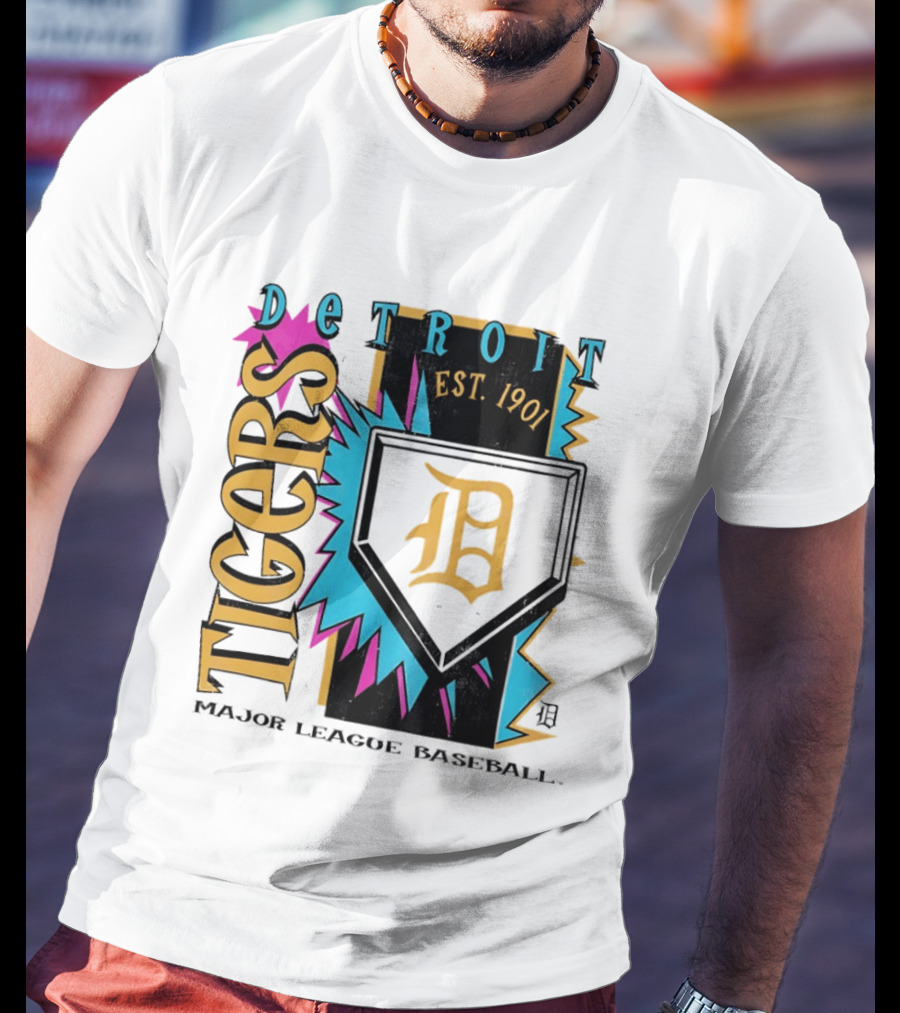 Detroit Tigers Major League Baseball Neon Cooperstown Est 1901 T-Shirt