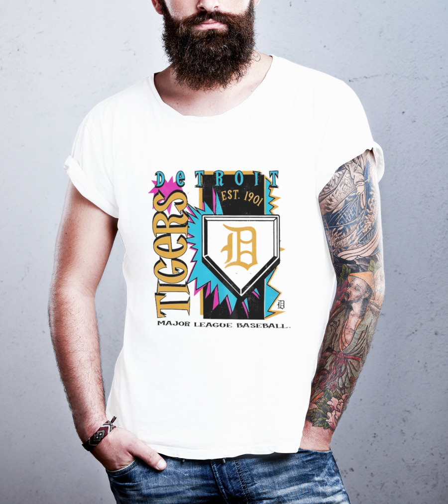 Detroit Tigers Major League Baseball Neon Cooperstown Est 1901 T-Shirt