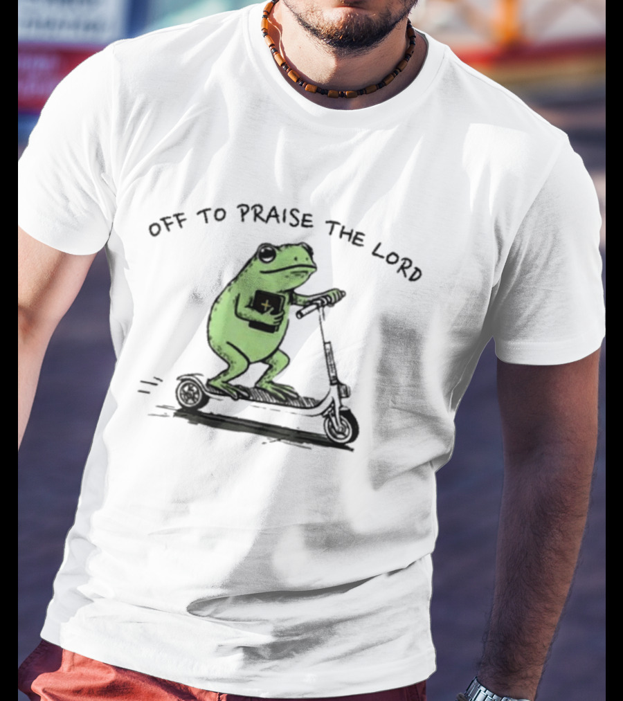 Off To Praise The Lord Frog Bible Study Scooter T-Shirt