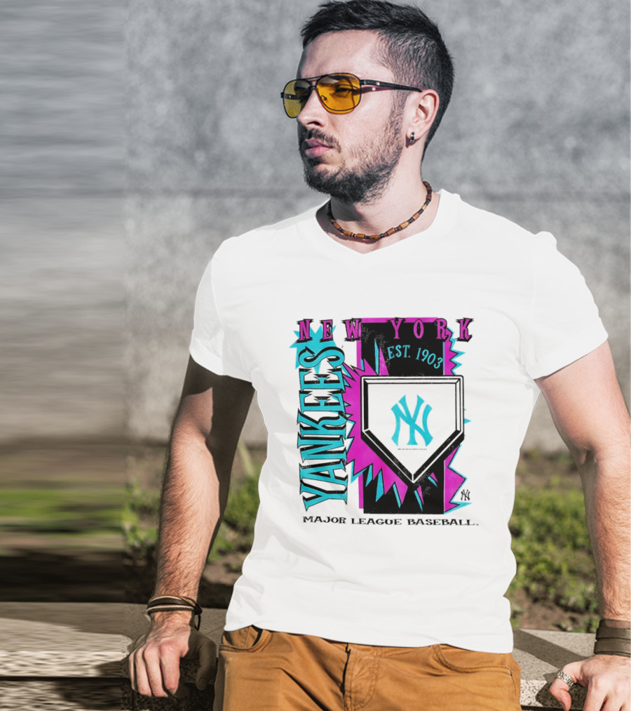 New York Yankees MLB Cooperstown Neon Field Est 1903 Major League Baseball T-Shirt