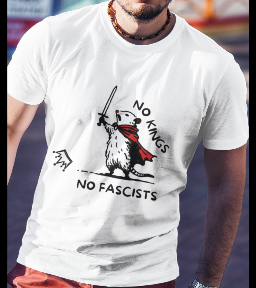 No Kings No Fascists Opossum Warrior Anti Trump Meme T-Shirt