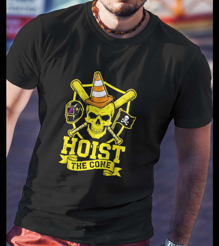 Hoist The Cone Pirate Skull Traffic Cone Baseball Crossbones T-Shirt