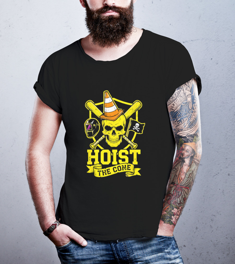 Hoist The Cone Pirate Skull Traffic Cone Baseball Crossbones T-Shirt