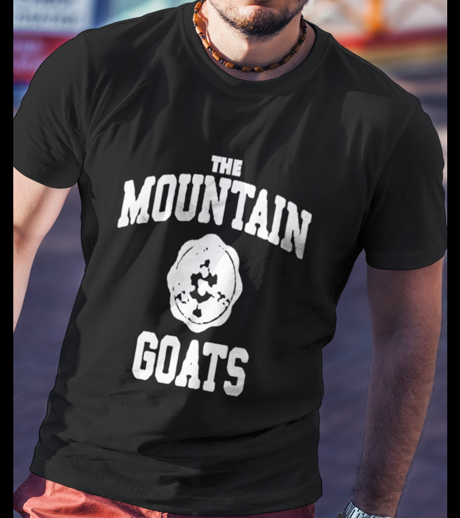 Mountain Goats Vintage White Text And Rose T-Shirt