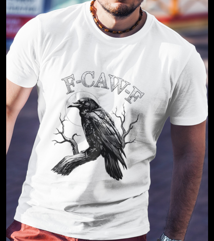 F Caw F Black Bird Moon Gothic Crow Humor T-Shirt