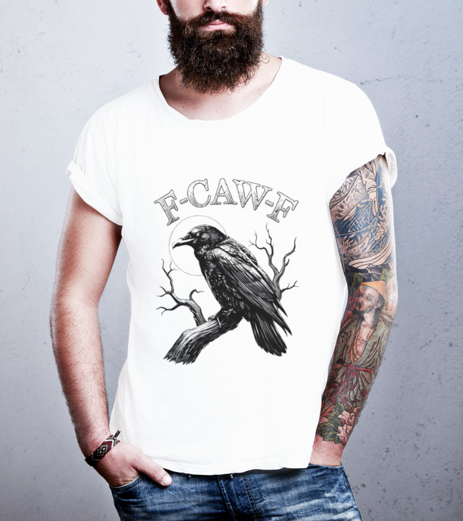 F Caw F Black Bird Moon Gothic Crow Humor T-Shirt