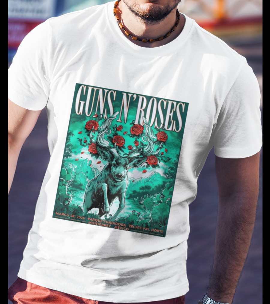 Guns N' Roses Monterrey March 28 2026 Tecate Pa'l Norte Parque Fundidora T-Shirt