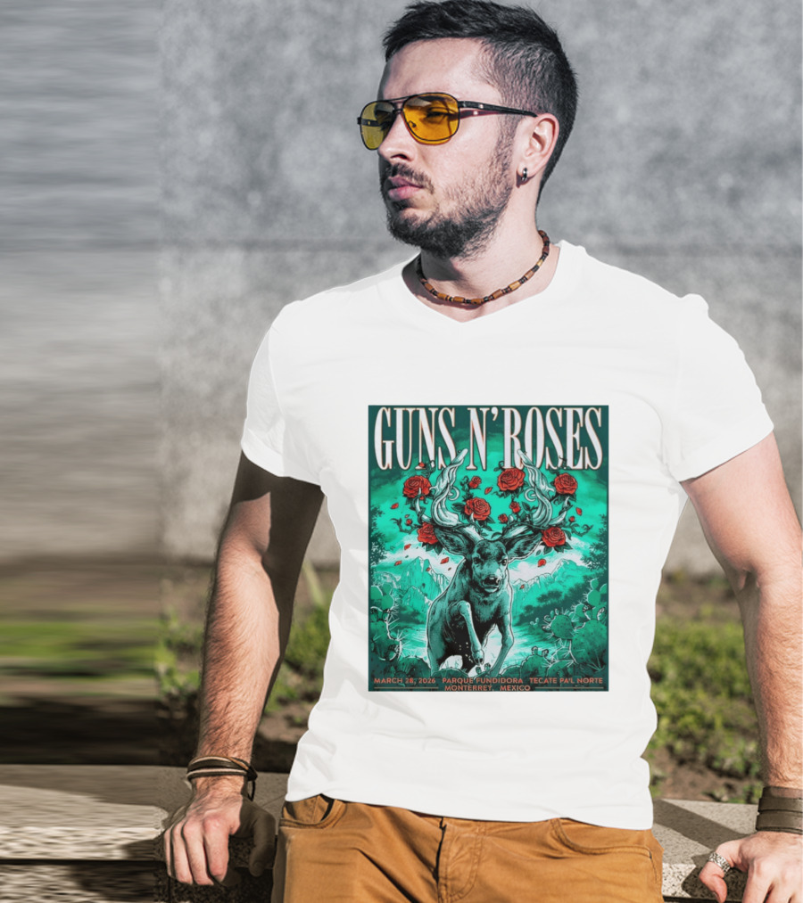 Guns N' Roses Monterrey March 28 2026 Tecate Pa'l Norte Parque Fundidora T-Shirt