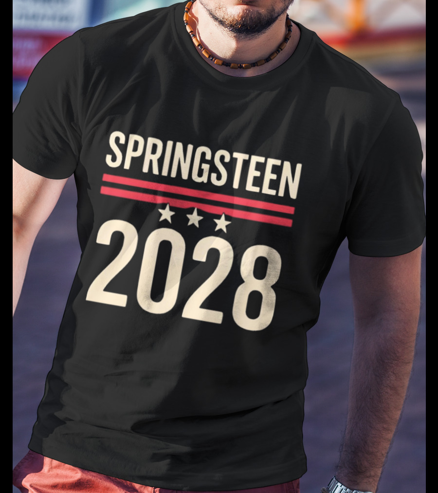 Springsteen 2028 USA Three Stars Red Stripes T-Shirt