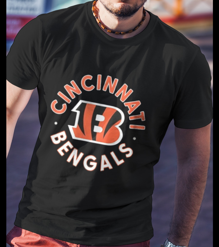 Cincinnati Bengals B Icon Orange Black Lettering T-Shirt