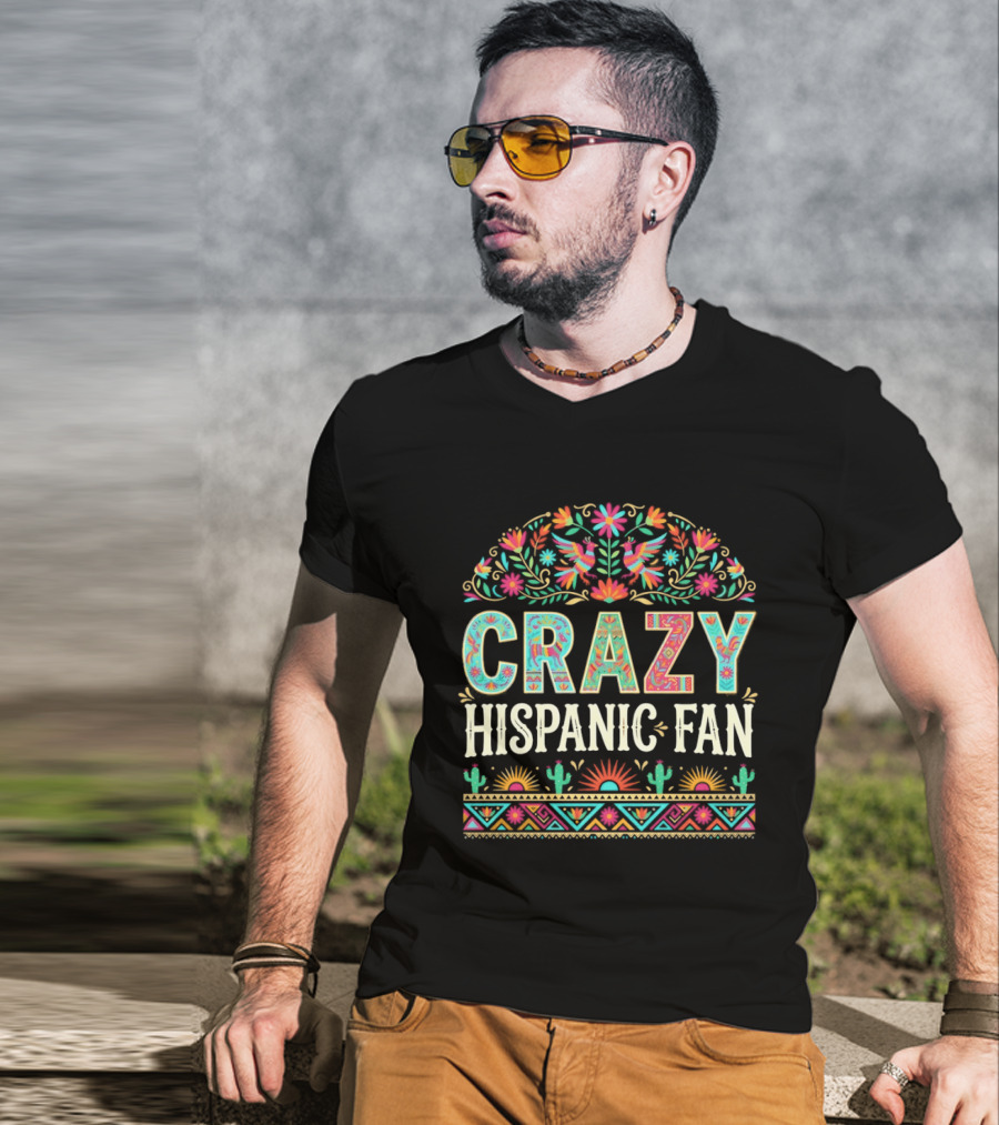 Crazy Hispanic Fan Spurs San Antonio Basketball Game Day 2026 Vibrant Celebration T-Shirt