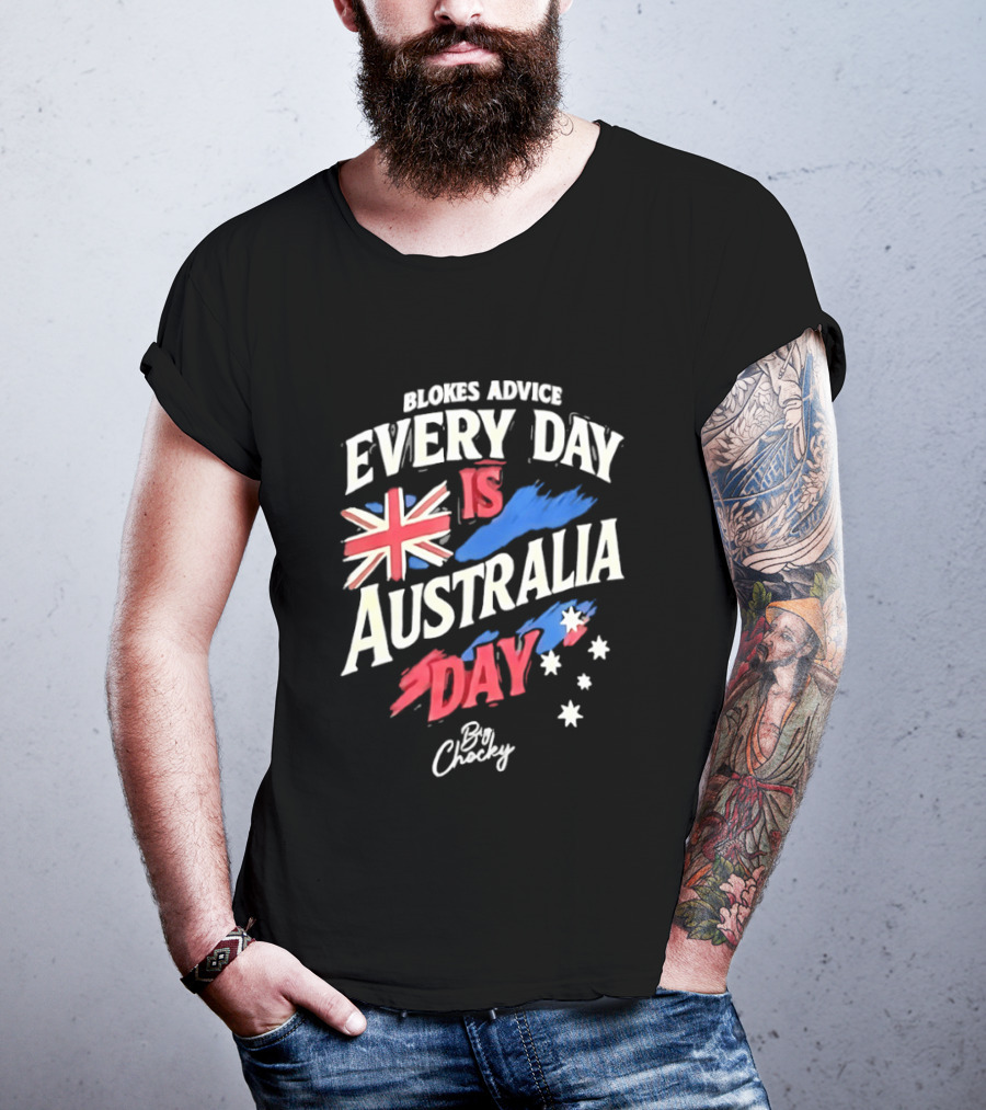 Blokes Advice Every Day Is Australia Day UK Flag By Chizy T-Shirt