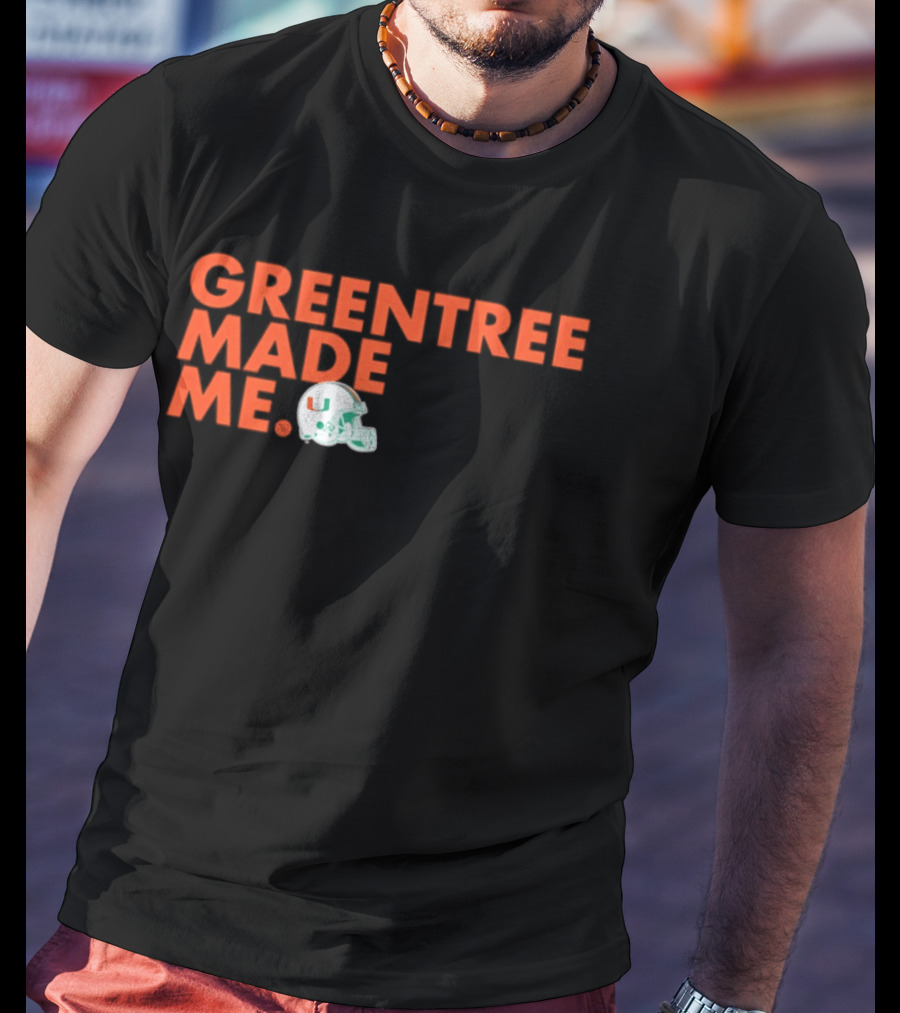 Miami Hurricanes Greentree Made Me Football Helmet T-Shirt
