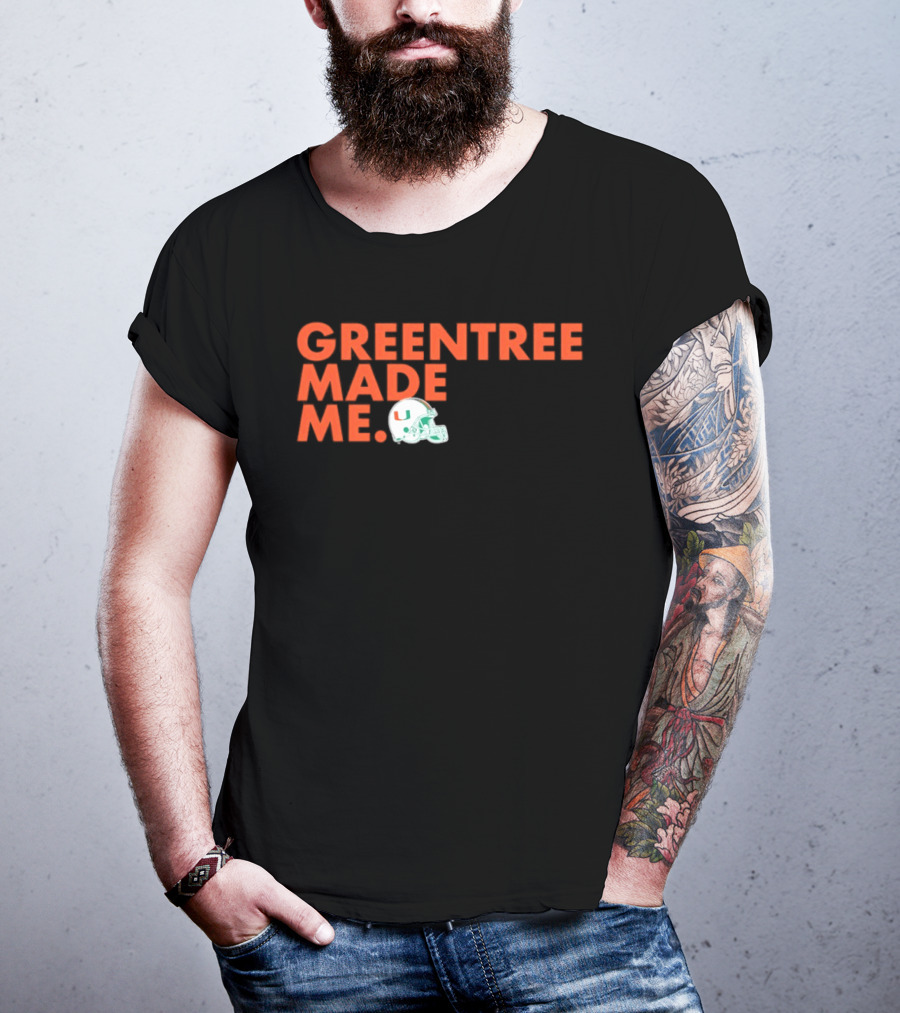 Miami Hurricanes Greentree Made Me Football Helmet T-Shirt