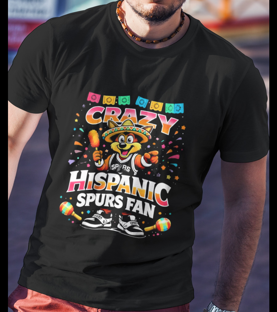 Crazy Hispanic Spurs Fan Fiesta Coyote 2026 Basketball Game Day Mexico Celebration T-Shirt