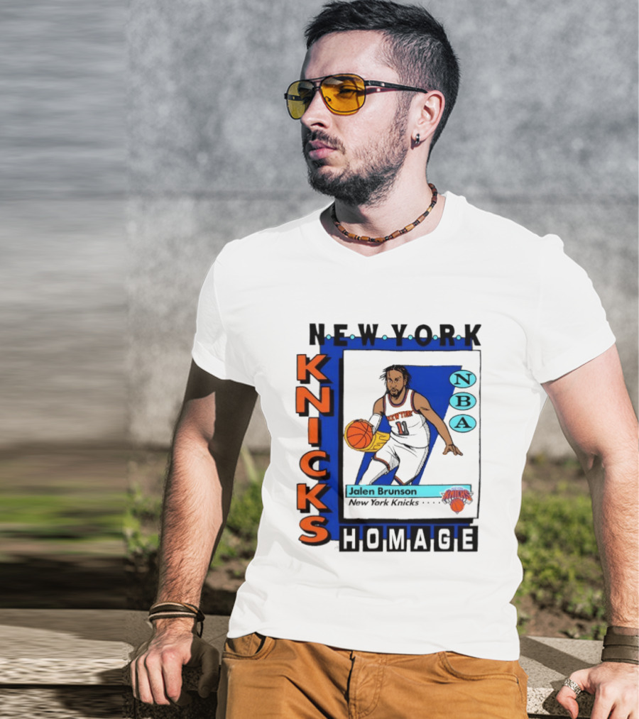Jalen Brunson New York Knicks NBA Homage Topps Trading Card T-Shirt