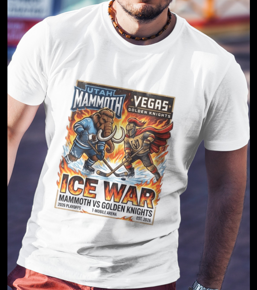 Utah Mammoth Vegas Golden Knights Ice War 2026 Playoffs Mobile Arena T-Shirt