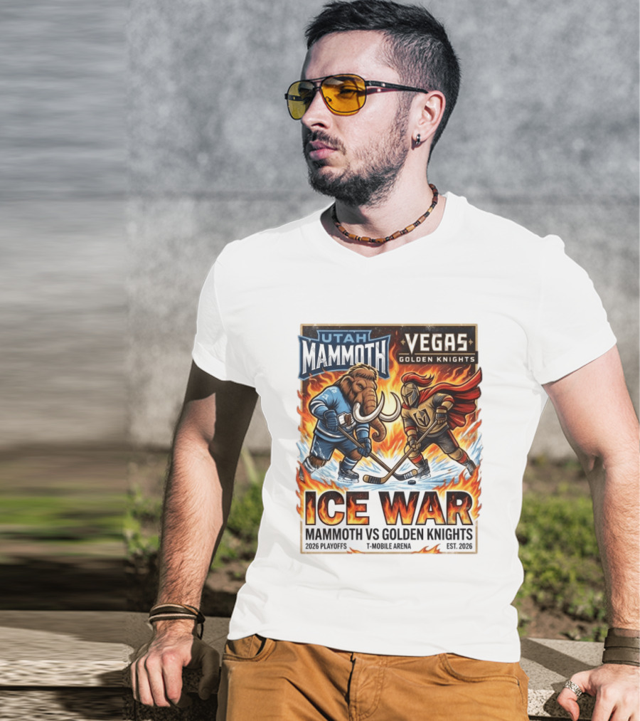 Utah Mammoth Vegas Golden Knights Ice War 2026 Playoffs Mobile Arena T-Shirt