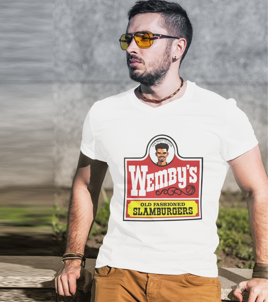 Wemby's Old Fashioned Slamburgers Spurs Basketball Cook T-Shirt