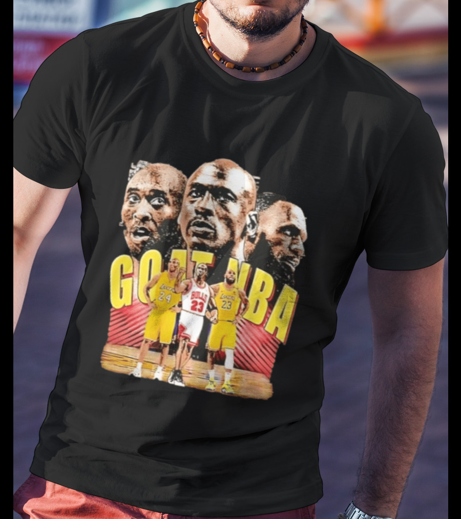 GOAT NBA Kobe Bryant Michael Jordan LeBron James Lakers Bulls Collage T-Shirt