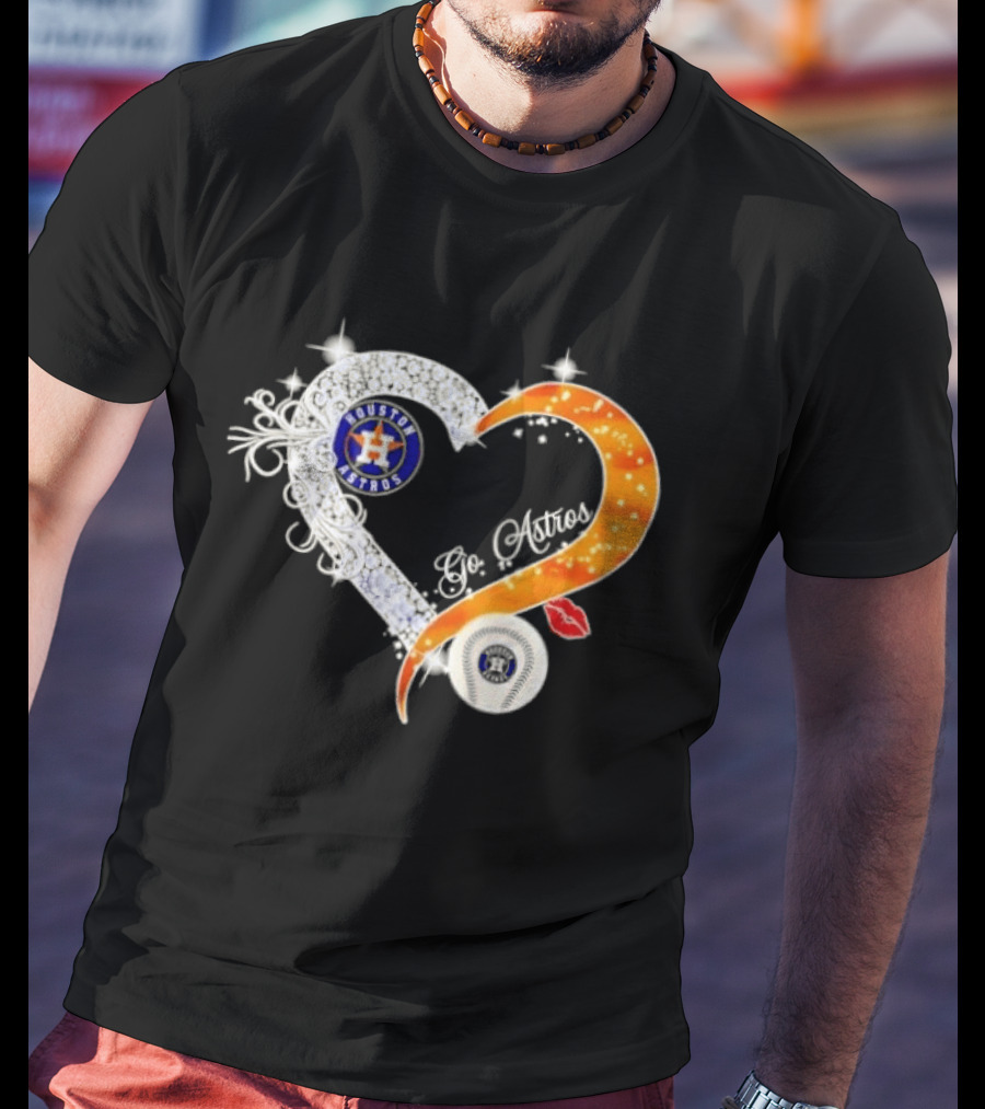 Houston Astros Heart Diamonds Baseball Love Astros T-Shirt