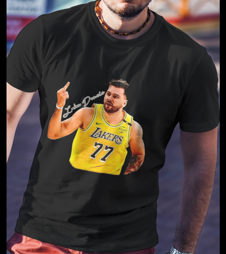 Luka Doncic Lakers 77 Middle Finger Gesture Nike Basketball Jersey T-Shirt