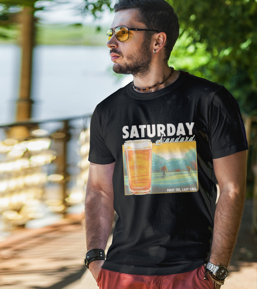 Saturday Standard First Last Call Golf And Beer Scene T-Shirt