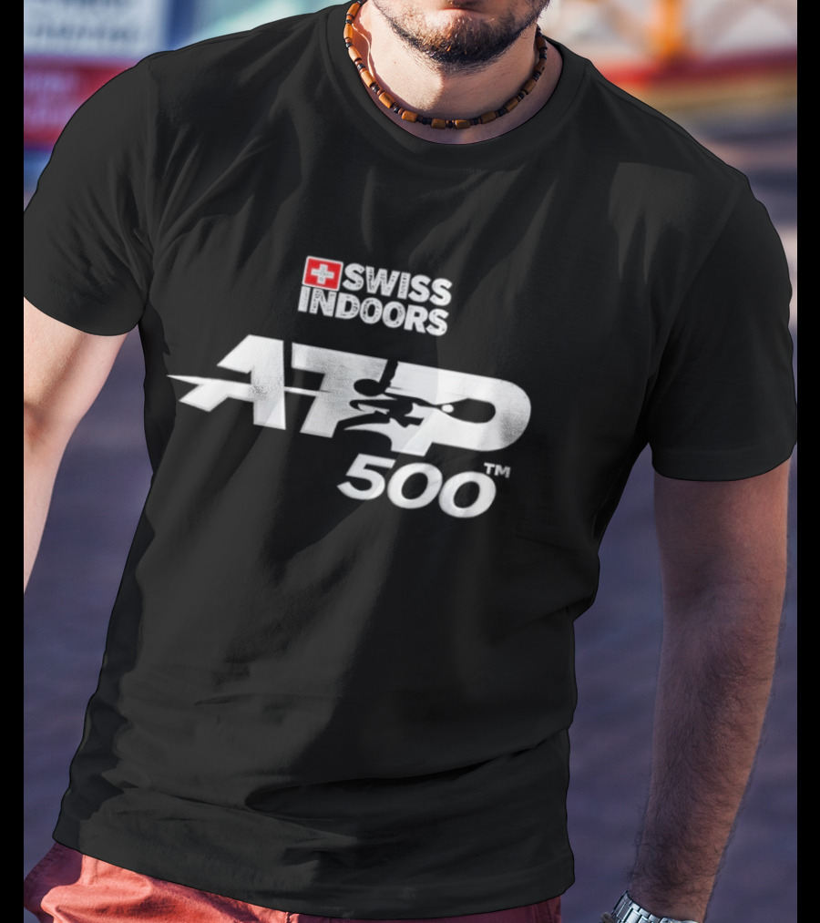 Swiss Indoors ATP 500 Tennis Tournament Logo With Swiss Cross T-Shirt