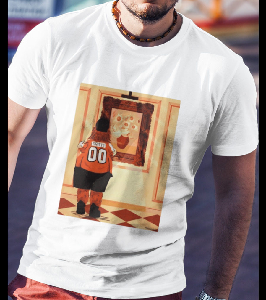 Gritty Philadelphia Flyers Meets Vincent Van Gogh Sunflowers Museum Exhibit T-Shirt