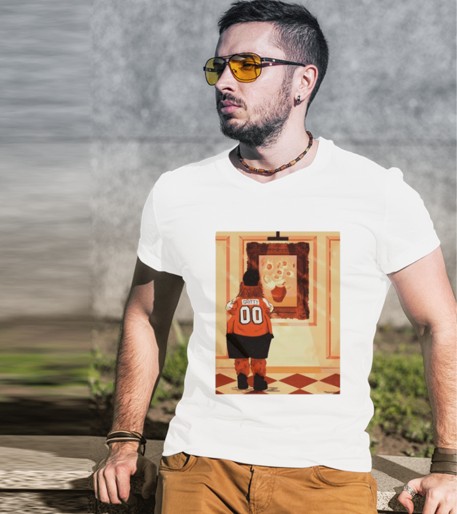 Gritty Philadelphia Flyers Meets Vincent Van Gogh Sunflowers Museum Exhibit T-Shirt