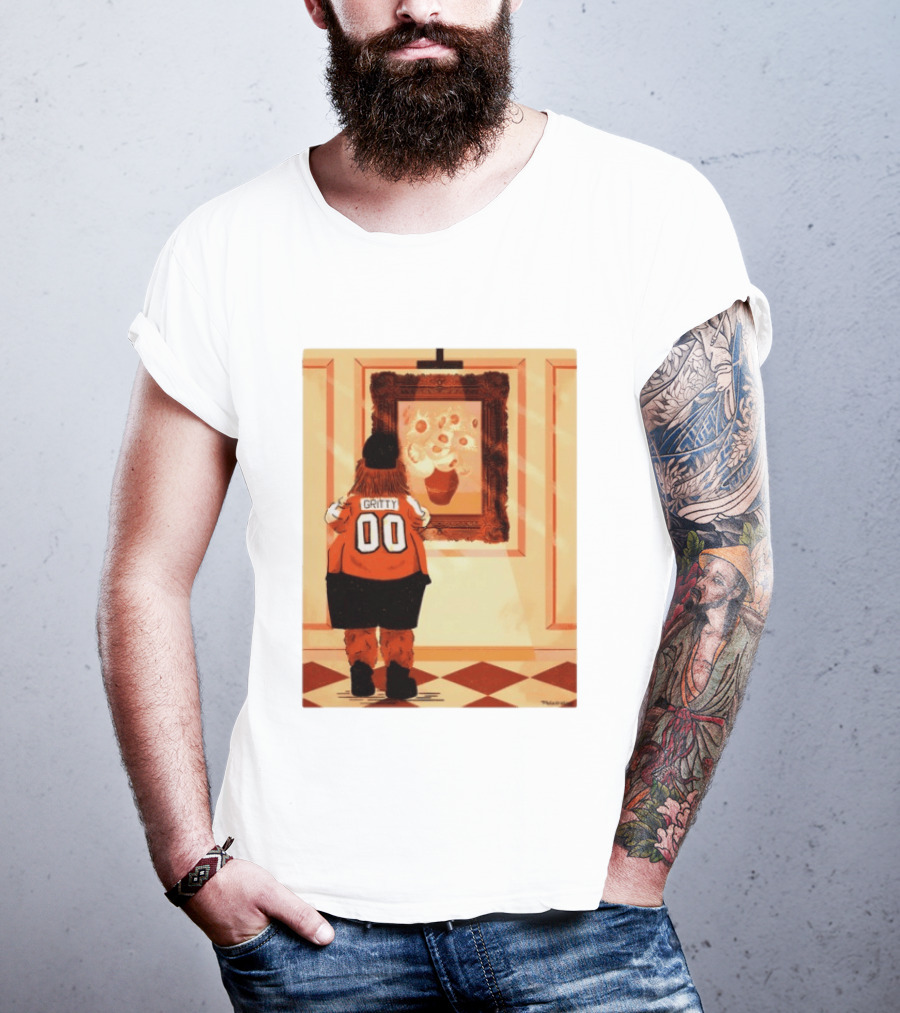 Gritty Philadelphia Flyers Meets Vincent Van Gogh Sunflowers Museum Exhibit T-Shirt